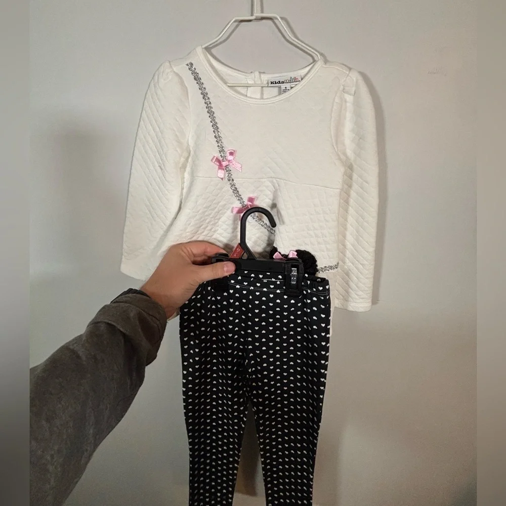 Kids Headquarters Girls Size 5 Outfit Set – Tunic Top & Heart Leggings
